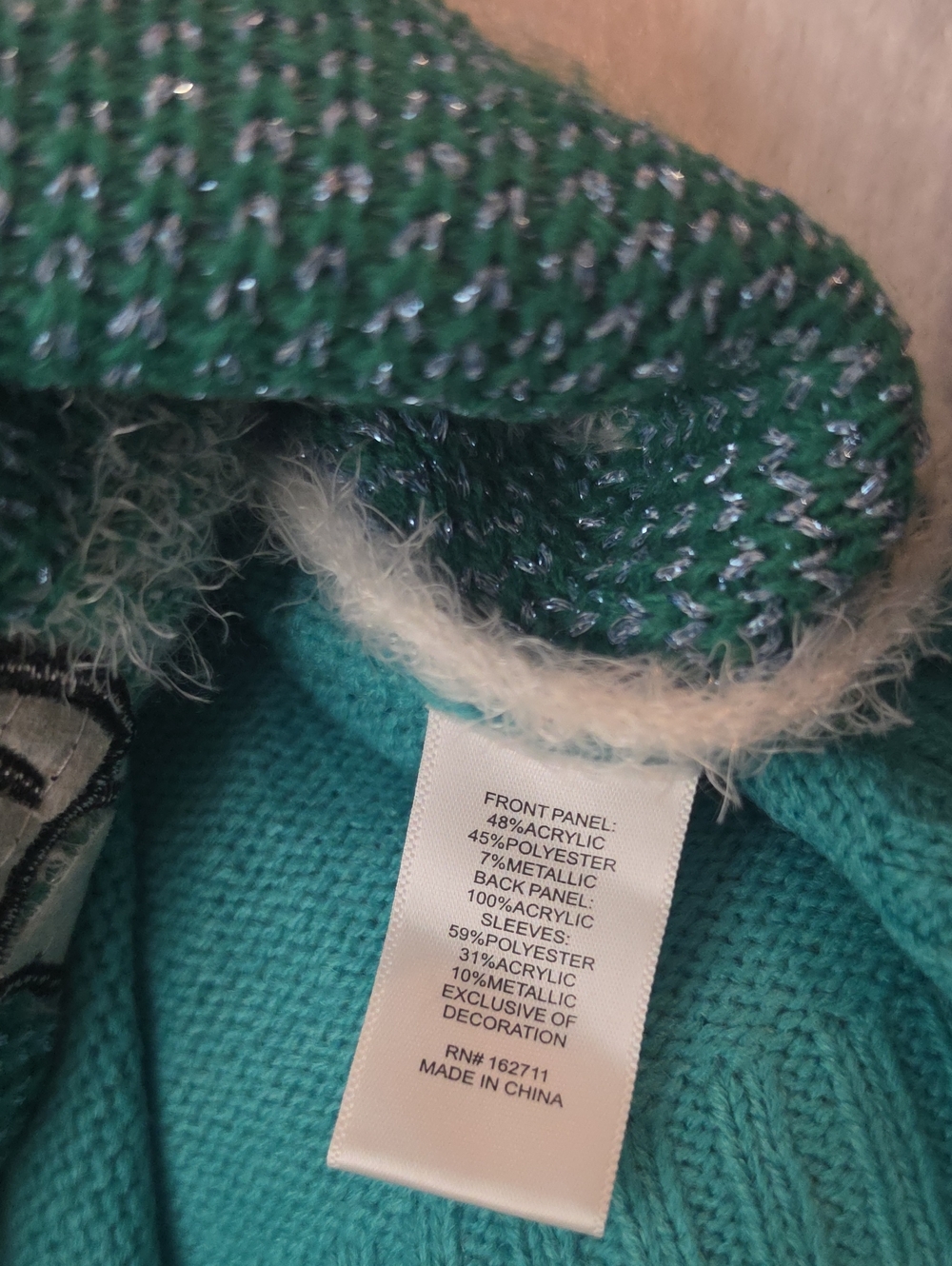 Peanuts Snoopy Ski Sweater Women Teal Fuzzy Winter Holiday Christmas Knit Size L - Picture 6 of 6